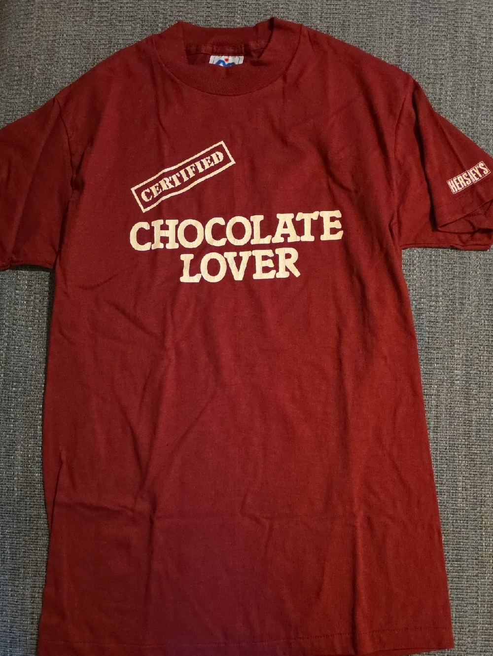 Hershey's Certified Chocolate Lover, Maroon Tee. Kids Medium